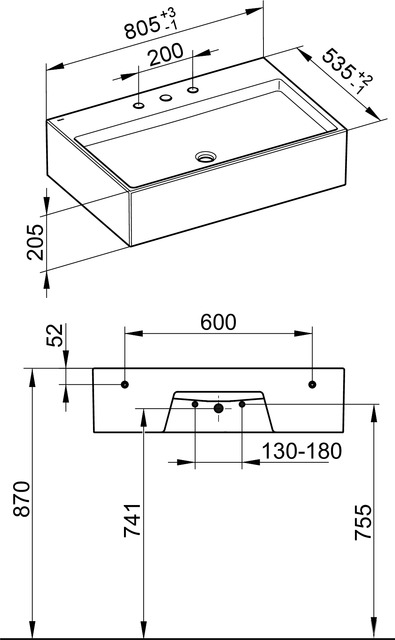 39061318003 Умывальник из минерального литья KEUCO Edition 90 - Вид №3