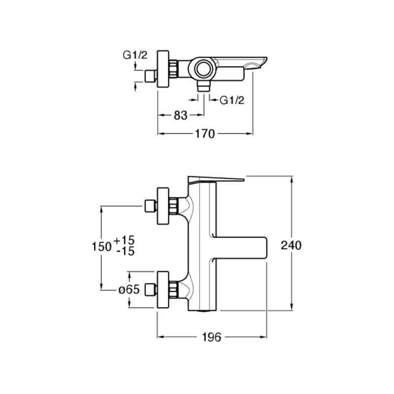 Настенный однорычажный смеситель для ванны CRISTINA Rubinetterie Blade ARCH-00000516