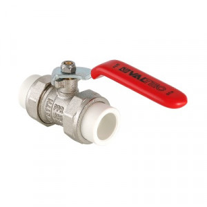 VTp.745.0.020 Кран шаровой латунный с двумя переходами на полипропиленовую трубу Valtec 20 мм