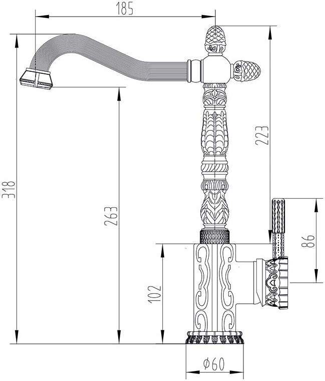 Смеситель ZorG Antic A 117K-BR для кухонной мойки, бронза - Вид №1