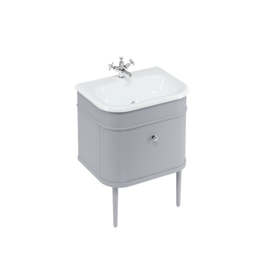 Burlington Chalfont Chalfont 650мм Тумбочка с одним выдвижным ящиком - Классический серый с золотыми ногами CH65G-CHLEGGOLD  - Вид №1