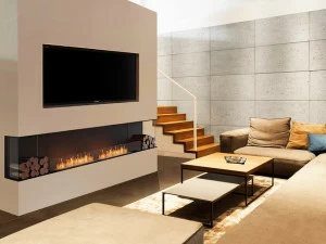 EcoSmart Fire Стальная каминная топка на биоэтаноле с панорамным остеклением Flex bay fireplaces