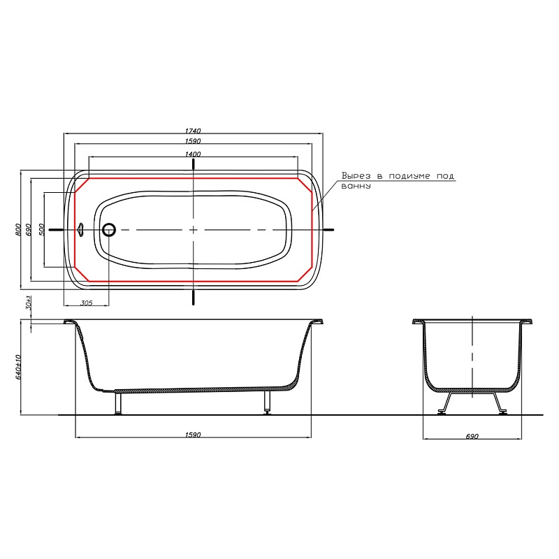 24379 Ванна из литьевого мрамора Migliore Olivia - Вид №2