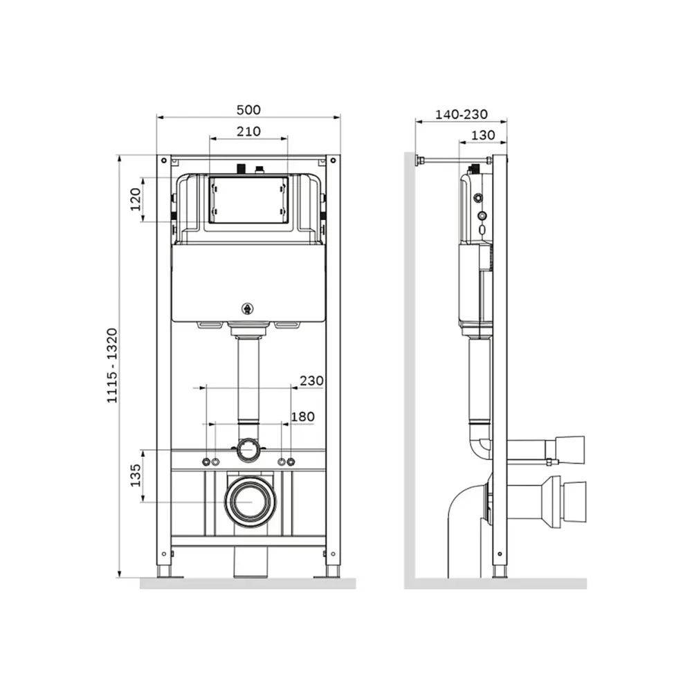 Комплект инсталляции AM.PM Tech с безободковым унитазом Sensea Neo клавиша AM.PM Tech L хром STLM-2180231 - Вид №3