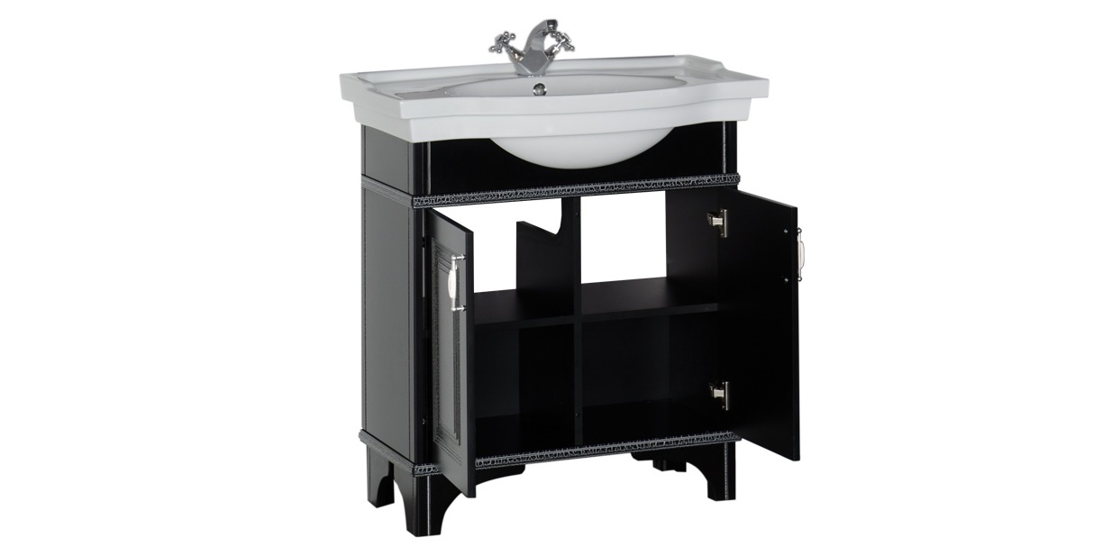 Комплект мебели Aquanet Валенса 80 черный краколет/серебро 00180459 - Вид №4