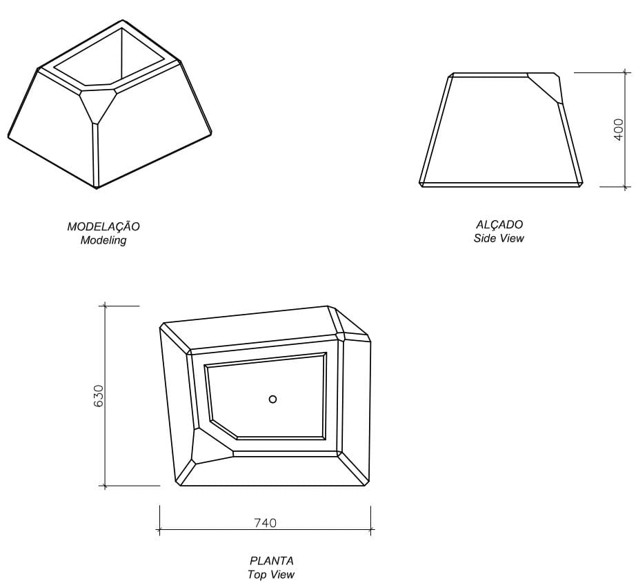 Бетонный низкий квадратный плантатор amop Cru ARCH-00102397 - Вид №2