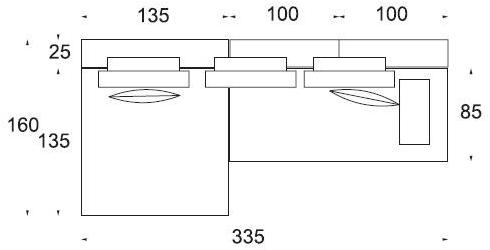 Twils Lounge 3-х местный тканевый диван с шезлонгом Open sun-id-1482683 - Вид №2