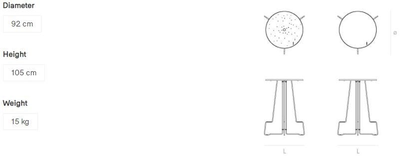 Высокий круглый алюминиевый садовый стол с порошковым покрытием Extremis Тики ARCH-00024452 - Вид №13