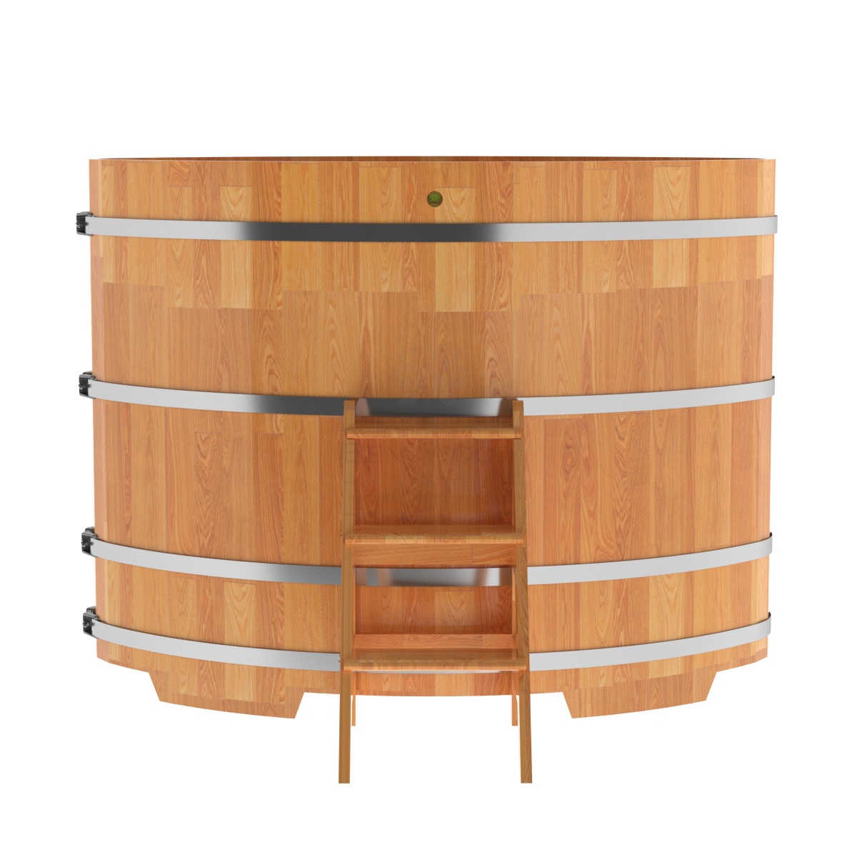 1552 Купель овальная из сращенных ламелей лиственницы 1,15х1,83х1,4 натуральная Alyarus  - Вид №3