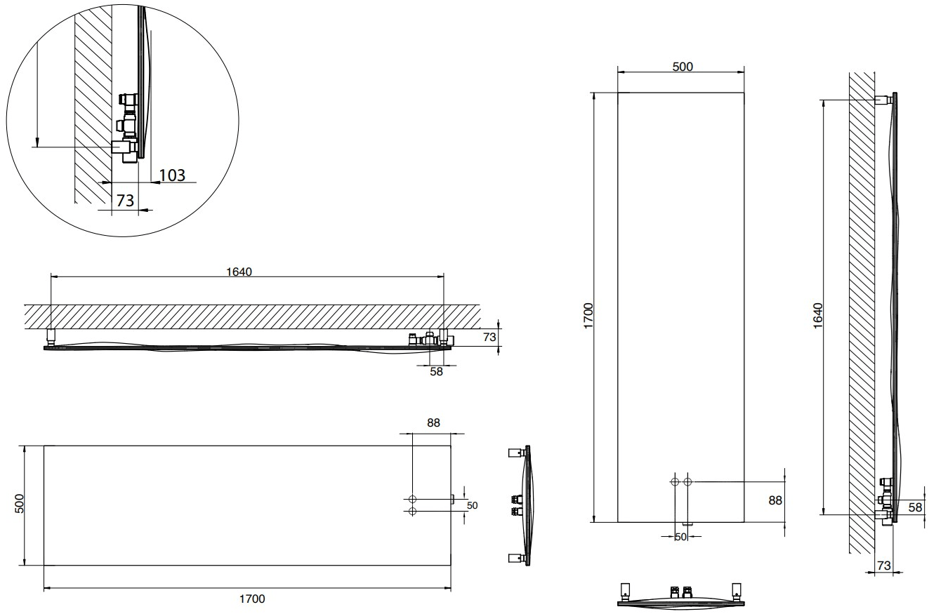 CORDIVARI Горизонтальный декоративный радиатор из нержавеющей стали Inox sun-id-1466057 - Вид №3