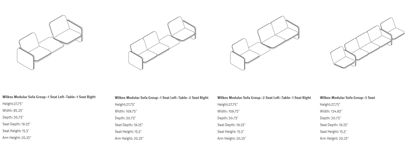 Тканевый диван с журнальной стойкой Herman Miller Wilkes ARCH-00012559 - Вид №3