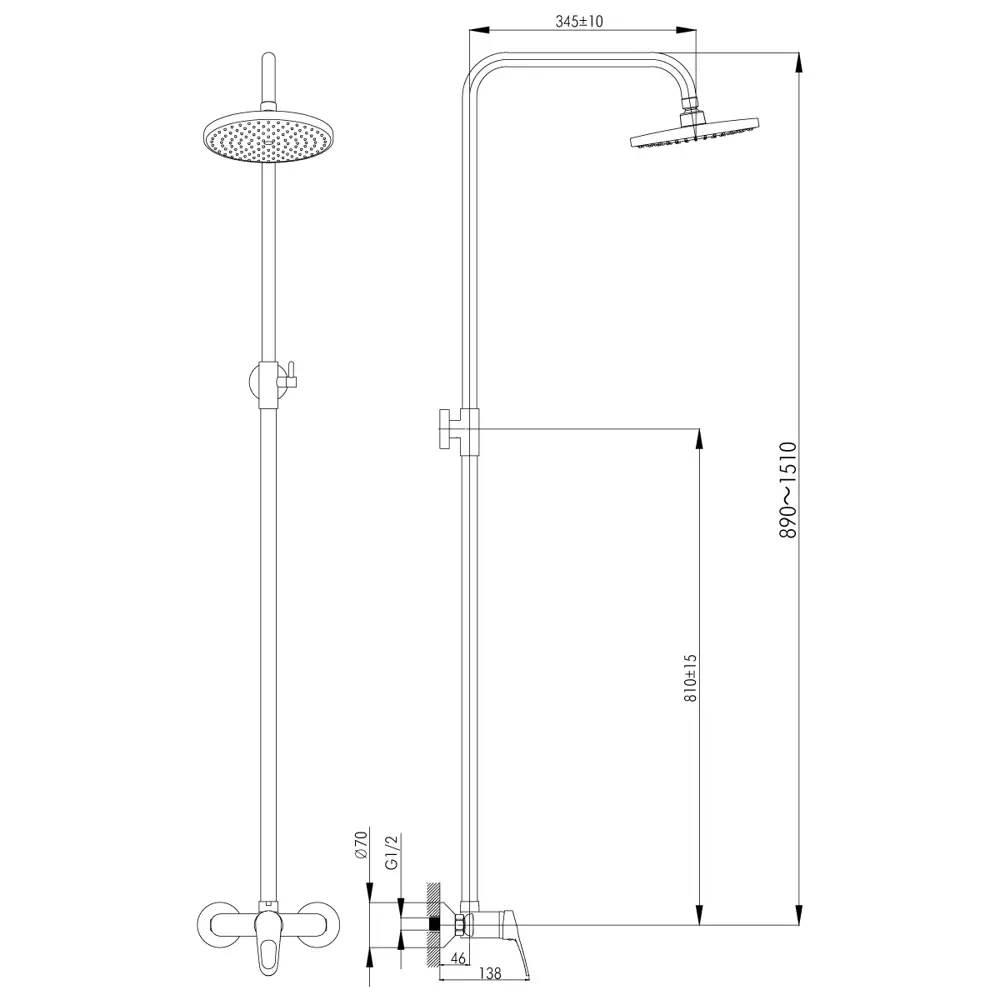Верхний душ со смесителем Rossinka Silvermix LRB35-44 тропический дождь 82814255 STLM-2123048  - Вид №1