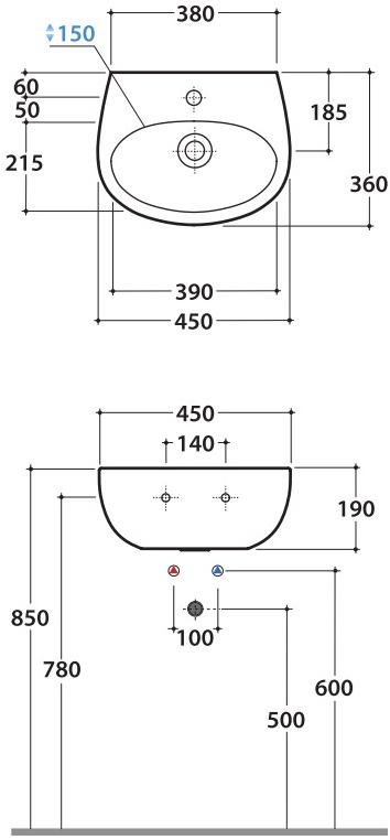 Подвесная раковина настенная овальная Ceramica Globo Grace белая sun-id-1516498 - Вид №4