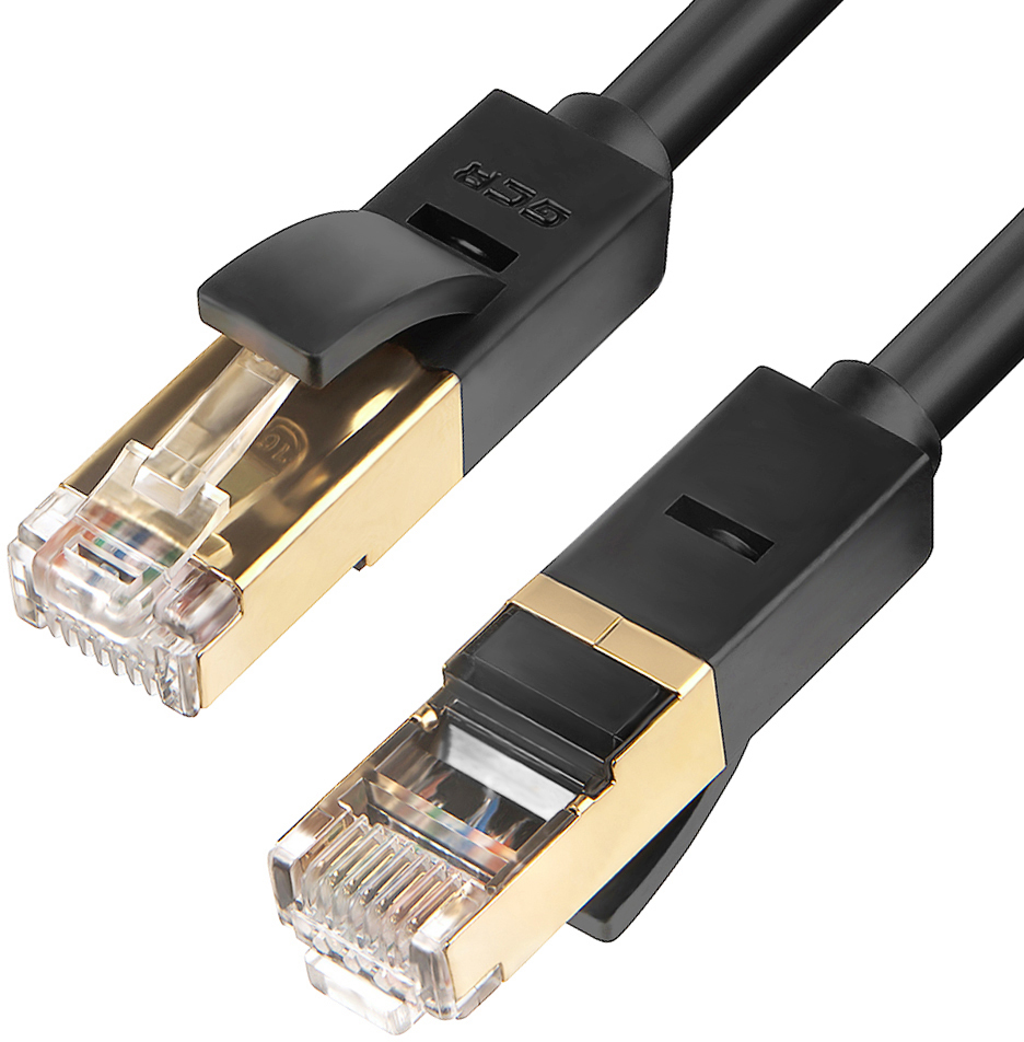 GCR-LNCG626-0.5m патч-корд prof прямой 0.5m, ftp медь кат.6, черный, позолоченные контакты и коннектор, 24 awg, deluxe , ethernet high speed 10 гбит/с, rj45, t568b Greenconnect Santreyd 