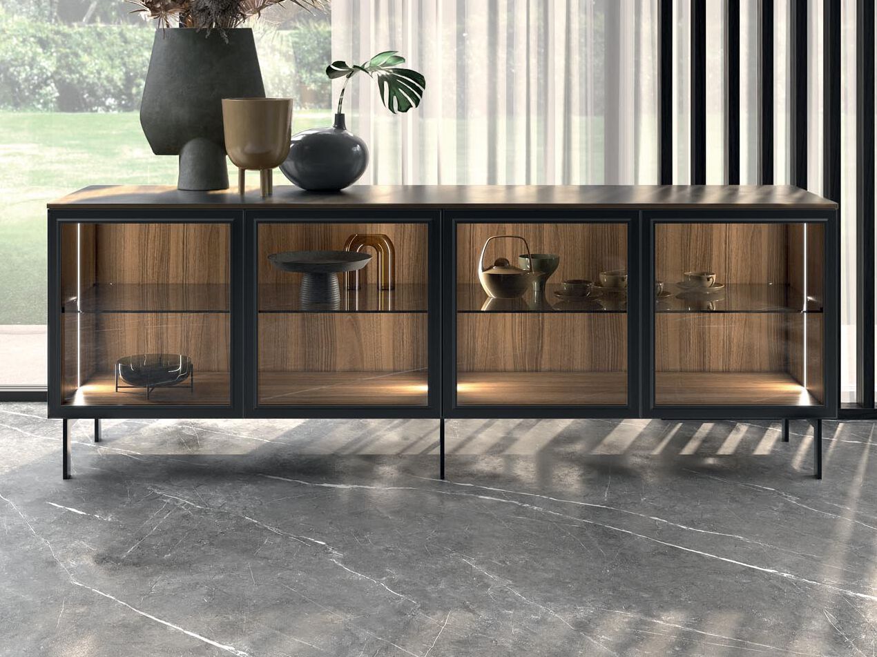 Алюминиевый и стеклянный шкаф со встроенным освещением Guzzini & Fontana WES ARCH-00016258