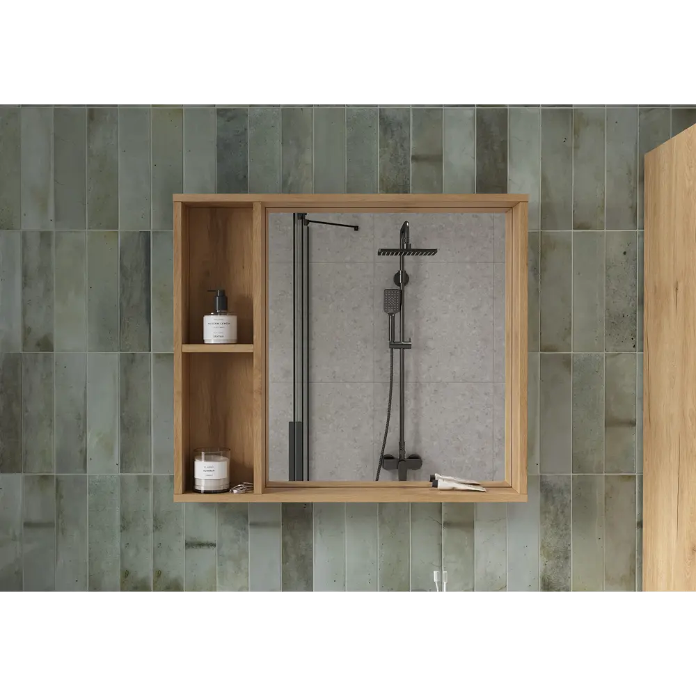 Зеркало для ванной Сохо KONSENSA с полками 80x69.6 см цвет светлый дуб STLM-2199660 - Вид №5