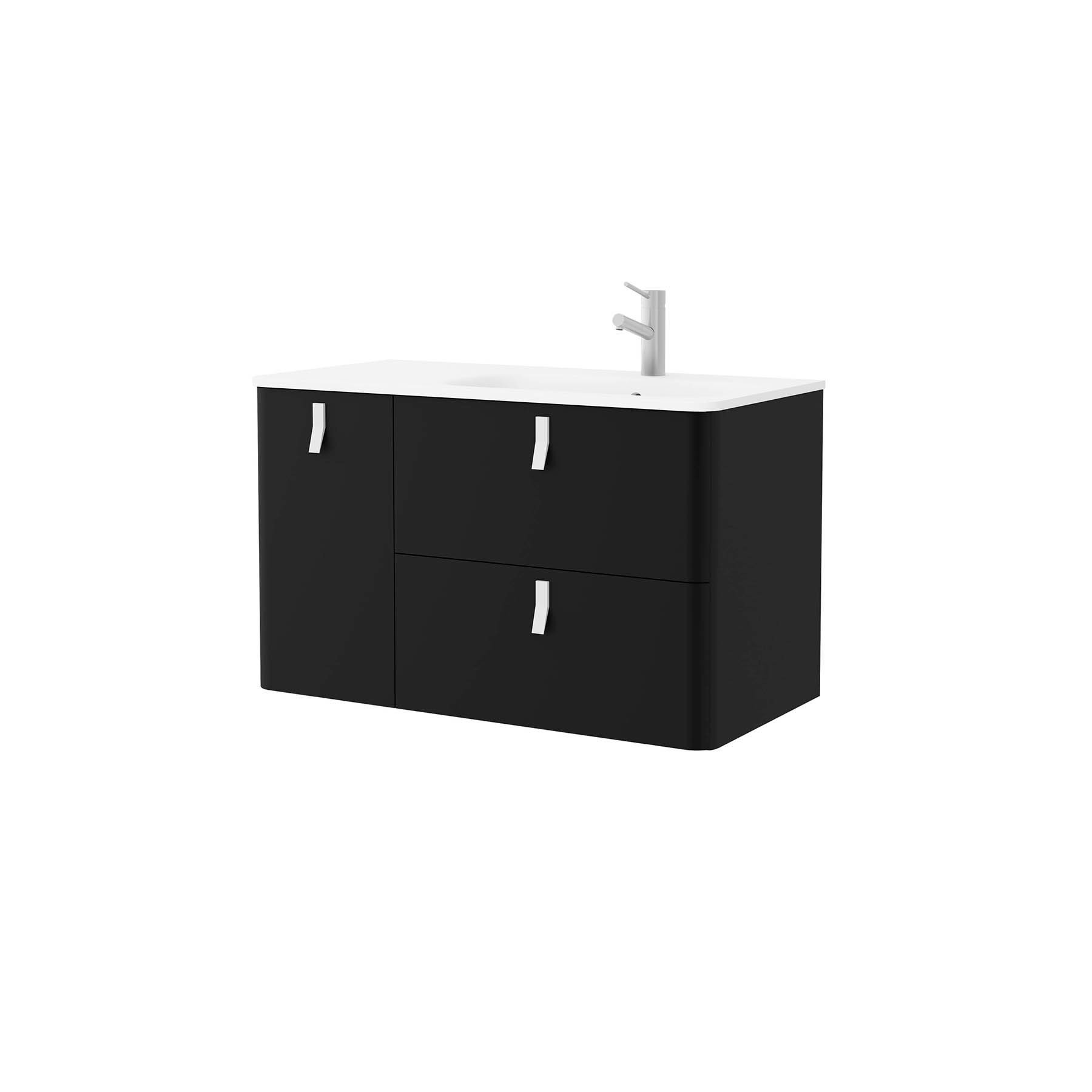 24655 SALGAR Мебель для умывальника UNIIQ 900 левая MATT BLACK Мягкий черный  - Вид №3