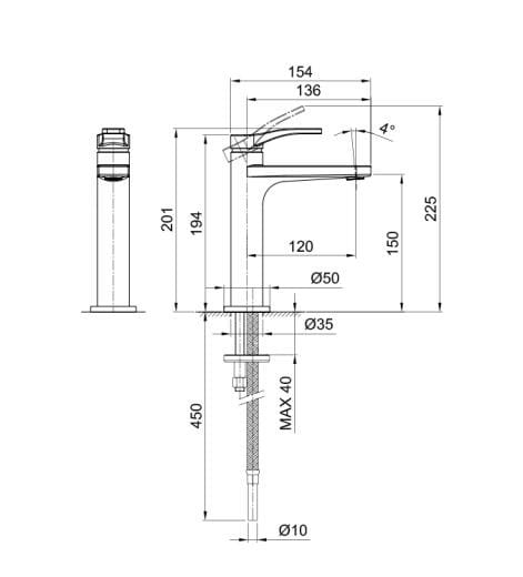 Смеситель для раковины с одним отверстием ABOUTWATER AL/23 ARCH-00149260 - Вид №2