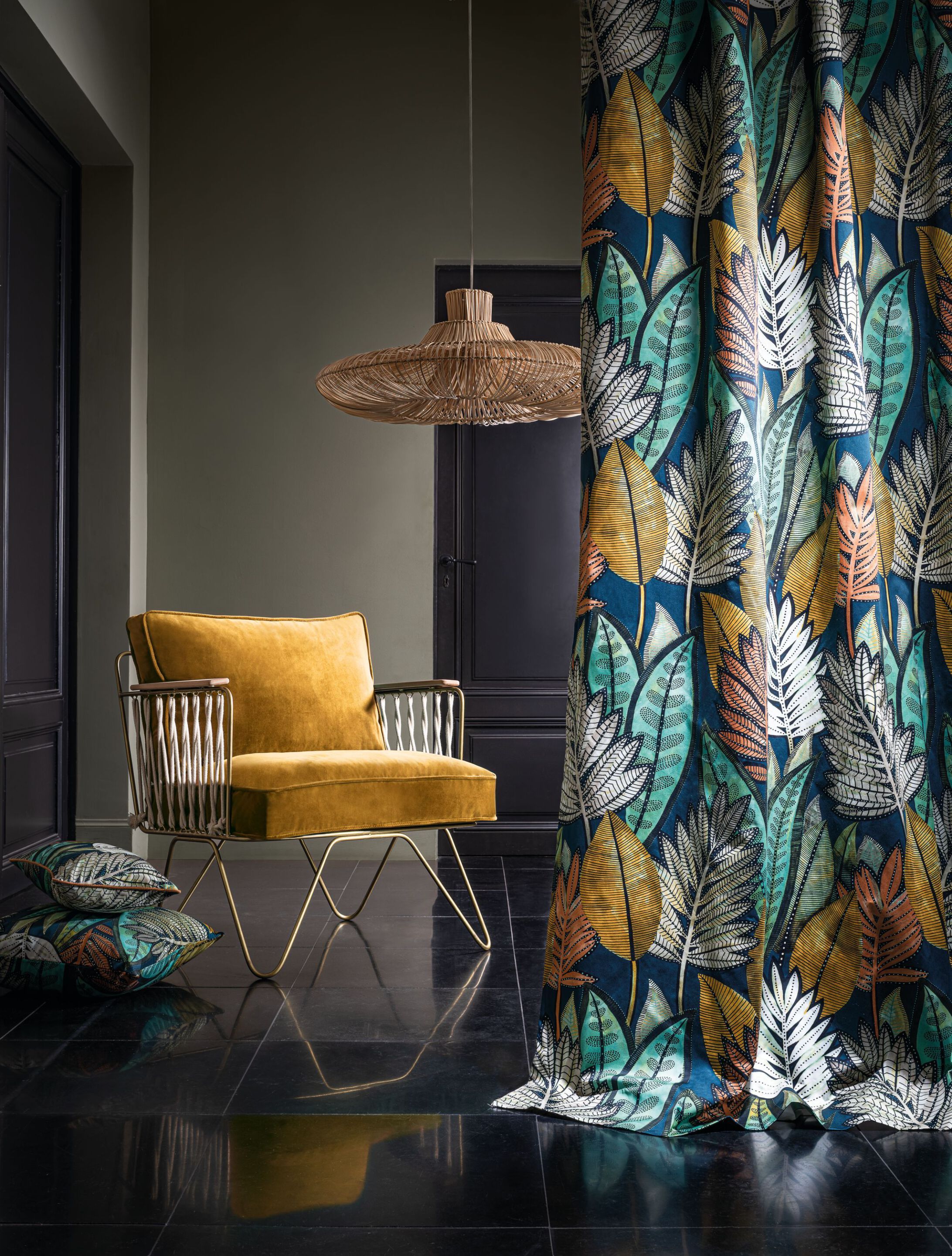 Хлопчатобумажная ткань с цветочным рисунком Casamance Balata ARCH-00064169 - Вид №1