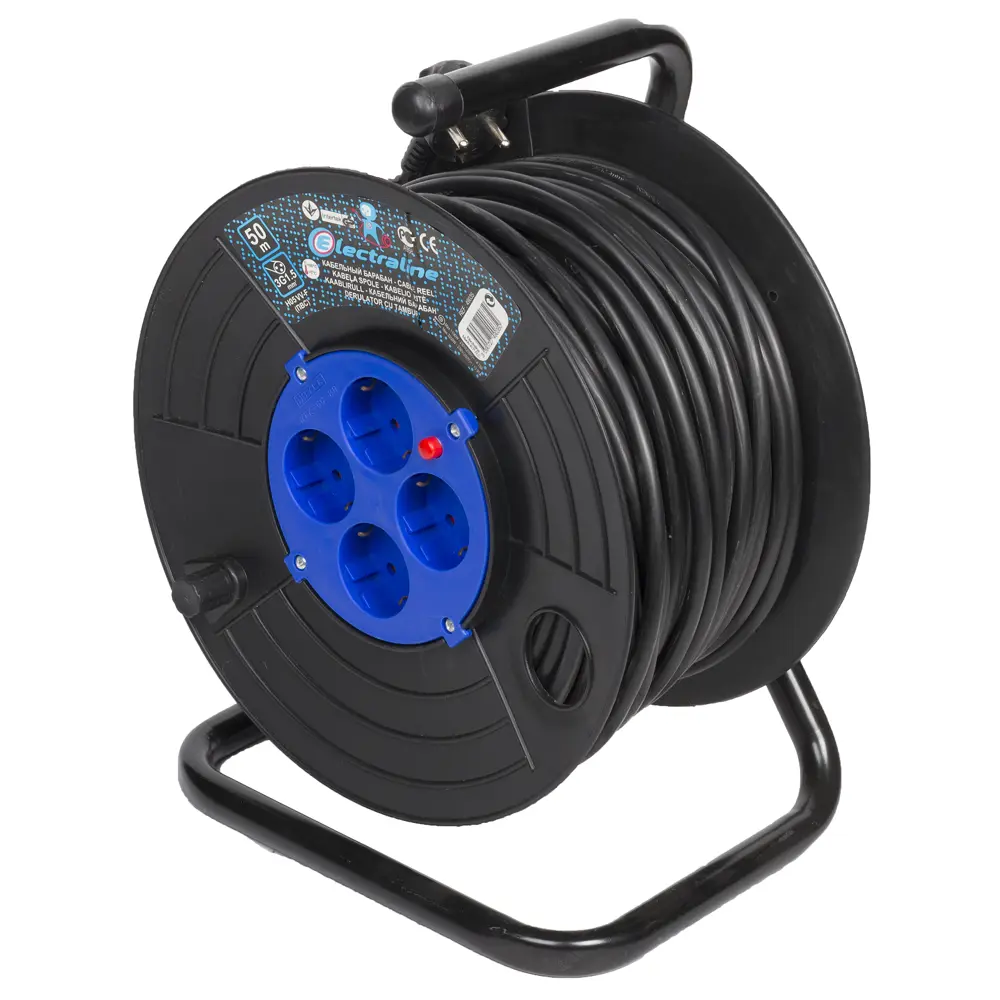 Удлинитель с заземлением на катушке Electraline 4 розетки 50 м STLM-2159852