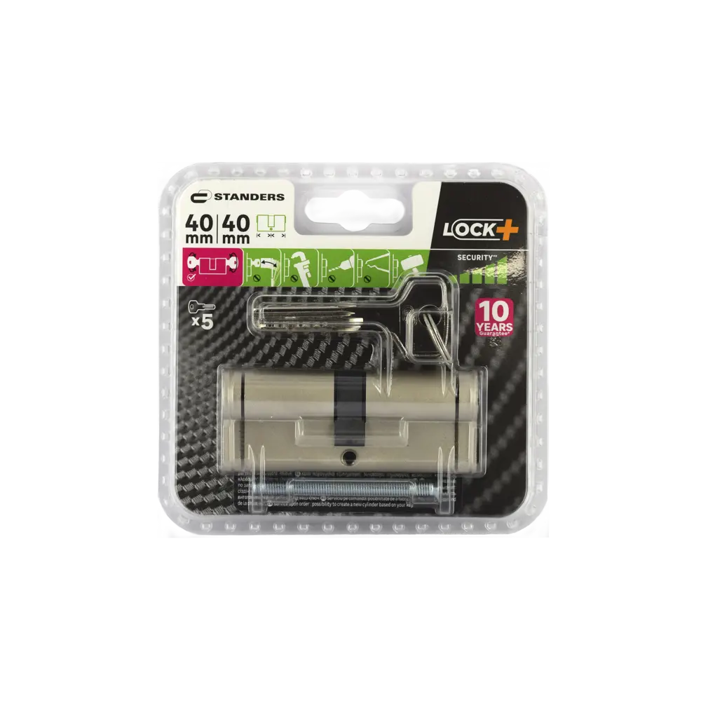 Цилиндр Standers 00712772, 40x40 мм, ключ/ключ, цвет никель STLM-2019461 - Вид №2