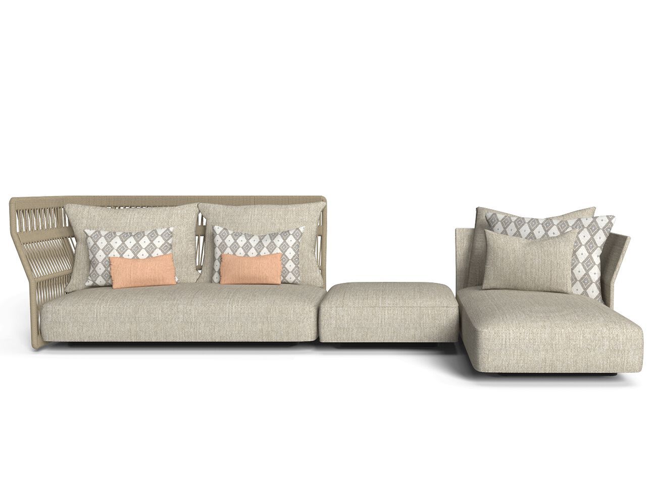 Секционный садовый диван из ткани и веревки Talenti ARCH-00118279