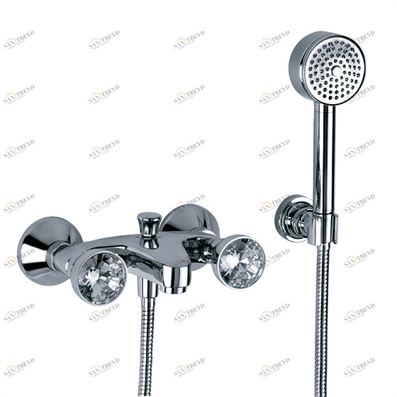 Смеситель для ванны с душевым гарнитуром ½“, настенный монтаж JOERGER Palazzo Crystal 605.20.100.000