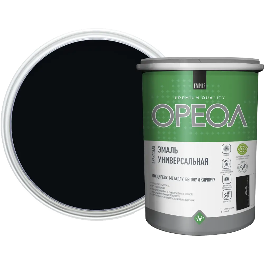 Эмаль универсальная Ореол глянцевая цвет черный 1 кг STLM-2042591