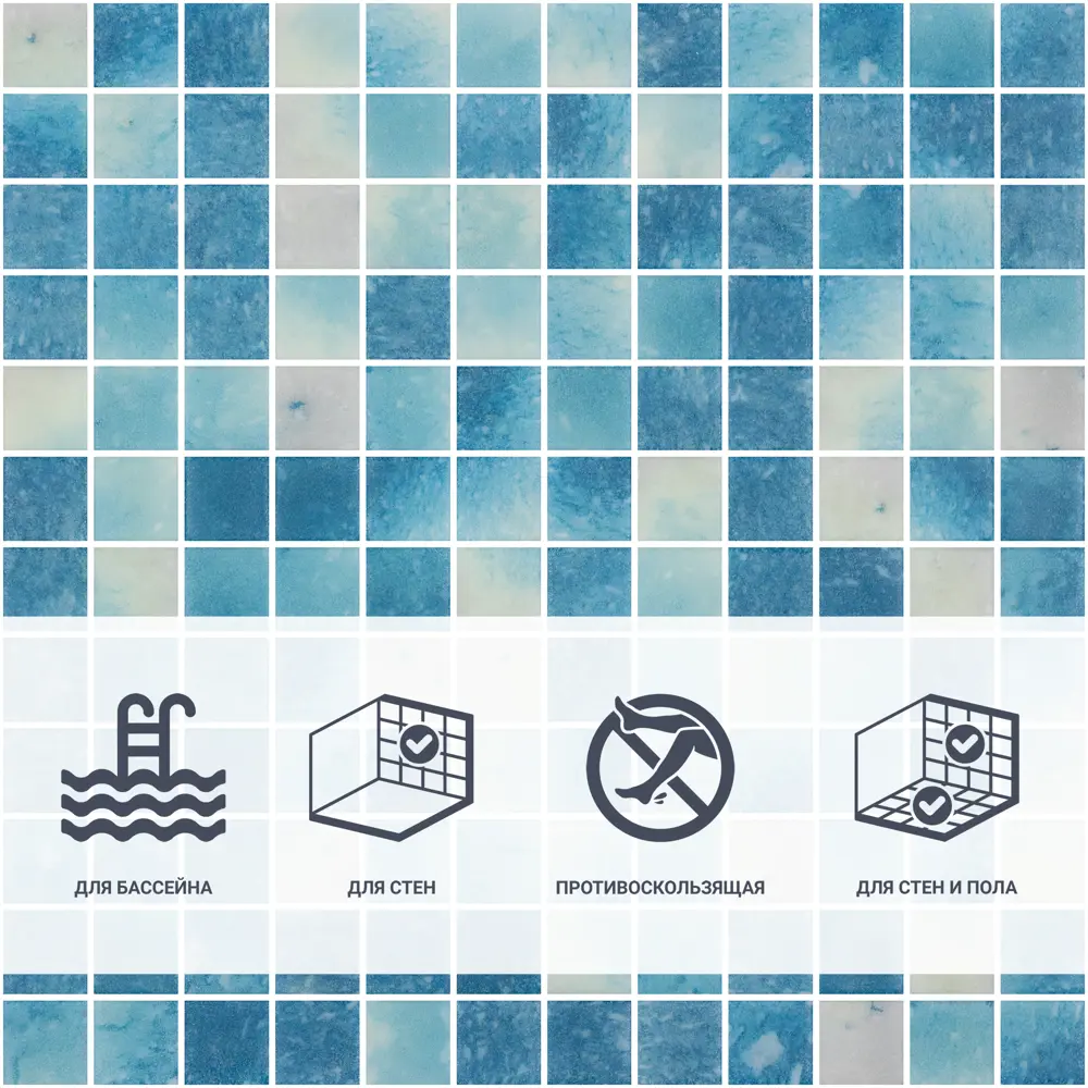 Мозаика Bluestone Antislip стекломасса 31.1x4.9 см цвет синий Santreyd Мозаика Onix STLM-2019424 - Вид №1