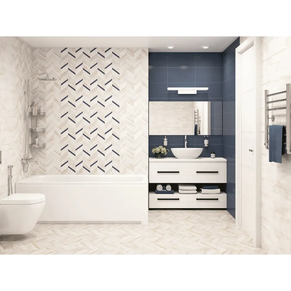 Плитка настенная LB Ceramics Блю Шеврон 25x45 см 1.46 м² матовая цвет бежевый STLM-2134670 - Вид №5