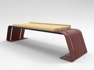 Стальная и деревянная скамья без спинки