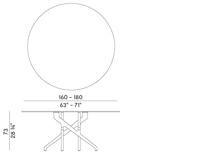 Круглый деревянный и стеклянный обеденный стол Potocco торс ARCH-00017287 - Вид №1