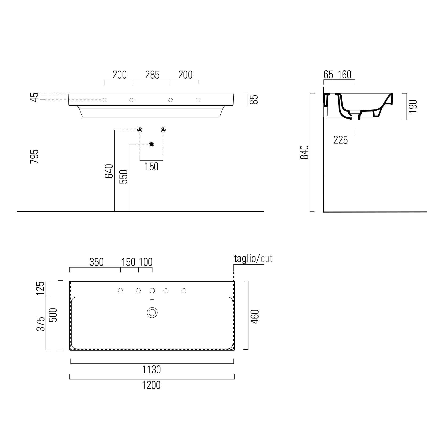 Керамическая прямоугольная раковина с держателем для полотенец GSI ceramica Nubes ARCH-00134624 - Вид №1
