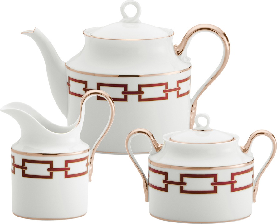 10597210 Richard Ginori Сервиз чайный 6/15 "Цепь" (красный) Фарфор 