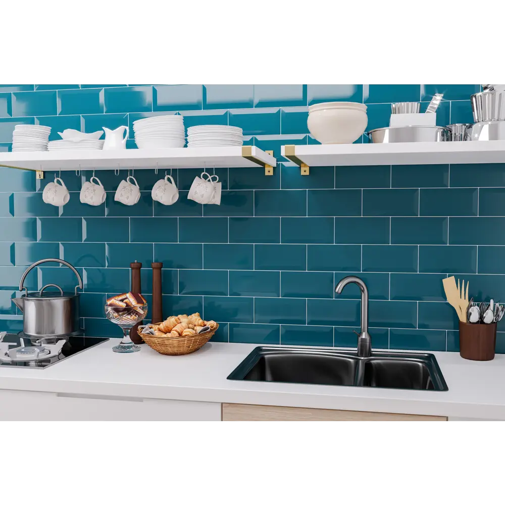 Плитка настенная Metrotiles 10х20 см 0.88 м² цвет синий 82397100 STLM-2199599 Golden Tile  - Вид №3