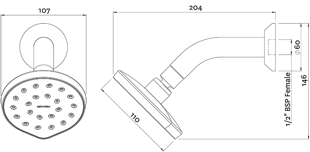 KRCACPGR Настенный душ на руку Kiri MKII Satinjet Methven  - Вид №1