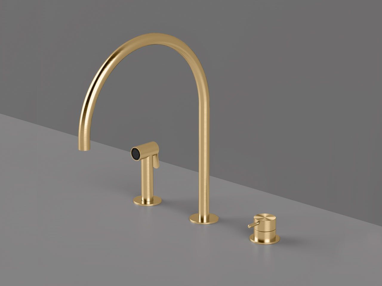 Смеситель для кухни с 3 отверстиями из нержавеющей стали со съемным ручным душем Radomonte TOKI ARCH-00127260 - Вид №9