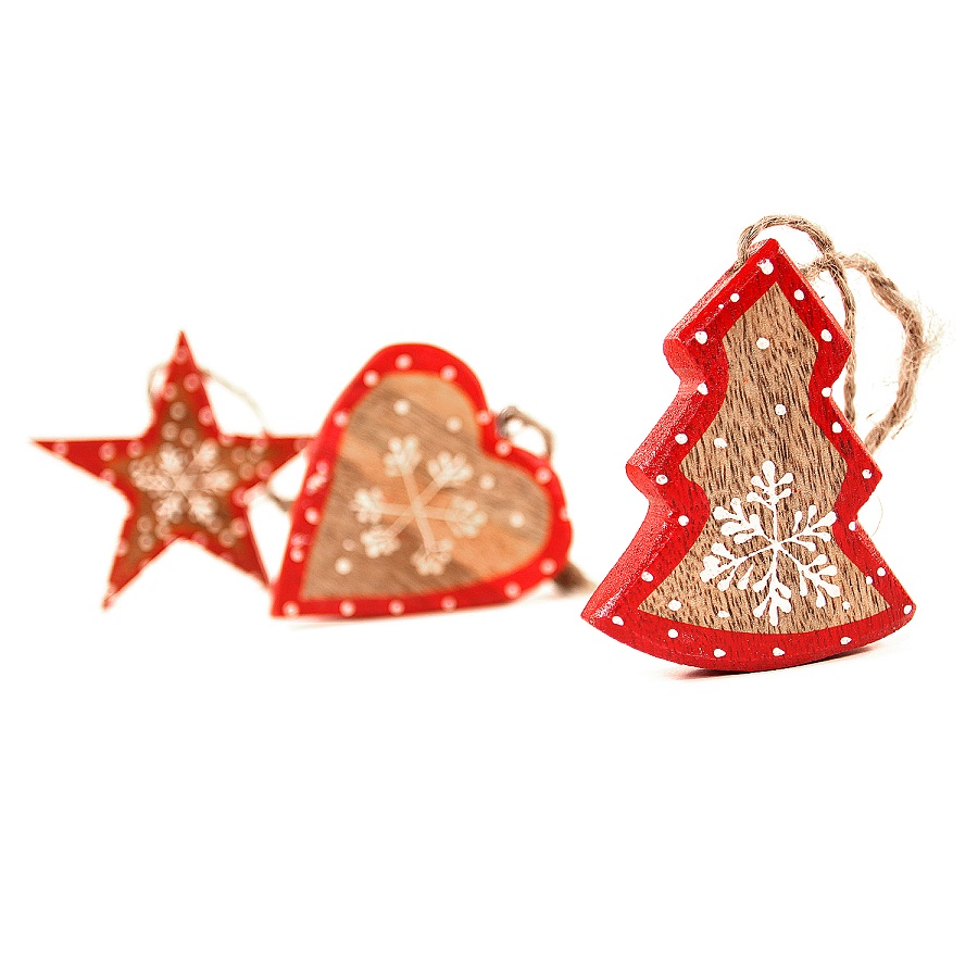 Украшения подвесные Stars/Trees/Hearts, деревянные, в подарочной коробке, 30 шт Enjoyme ENNY0008 - Вид №3