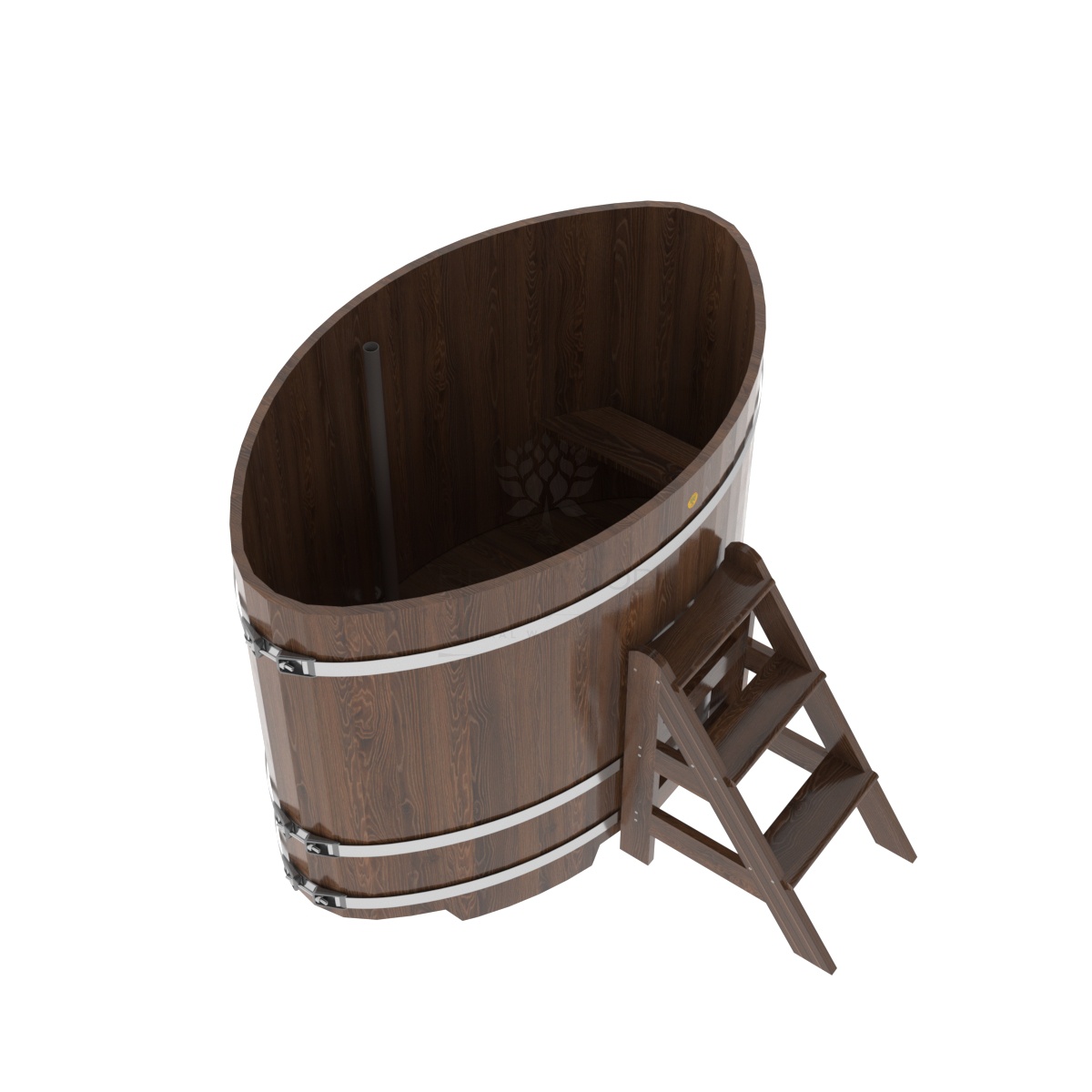 1313 Купель овальная из дуба 1,02х1,68х1,2 морёная Alyarus  - Вид №1