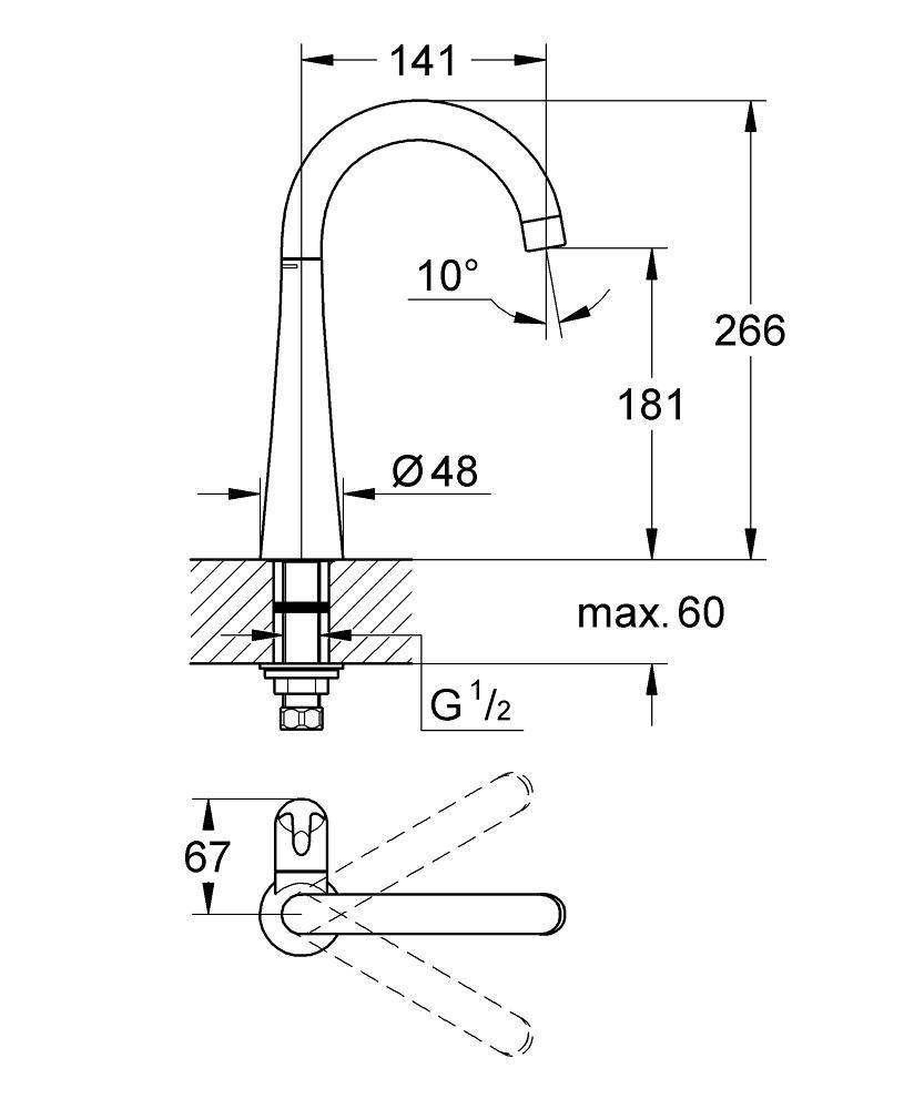 30026SD0 Вентиль для кухни Grohe Zedra нержавеющая сталь - Вид №1