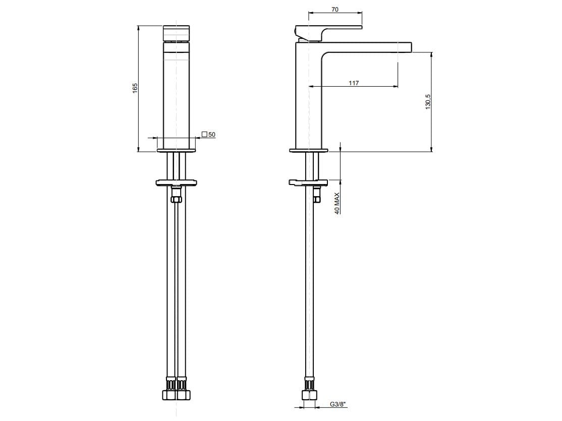 Однорычажный смеситель для раковины без слива Rubinetterie Frattini Vita Due ARCH-00022389 - Вид №11