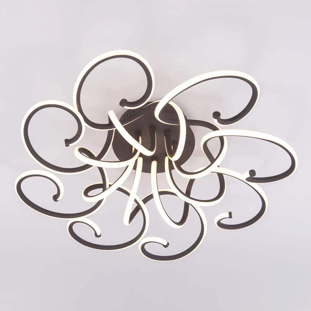 Люстра потолочная светодиодная Eurosvet Rosca 90136/8 с пультом управления, 50 м², холодный белый свет, цвет чёрный/кофе STLM-2136185 - Вид №2