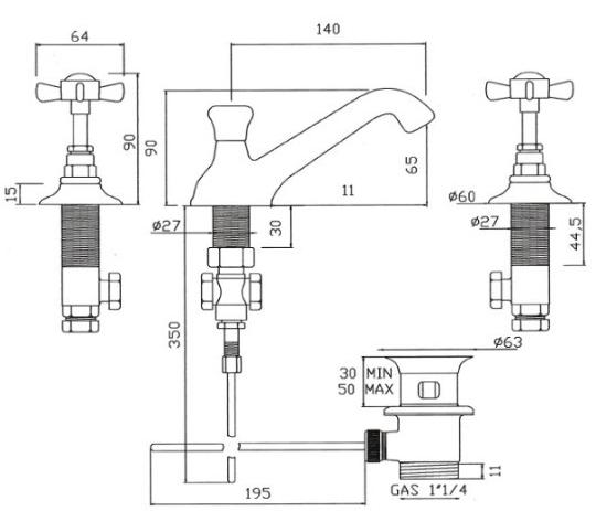BLEU PROVENCE Смеситель для раковины на 3 отверстия Rubinetti per lavabo sun-id-1358414 - Вид №6