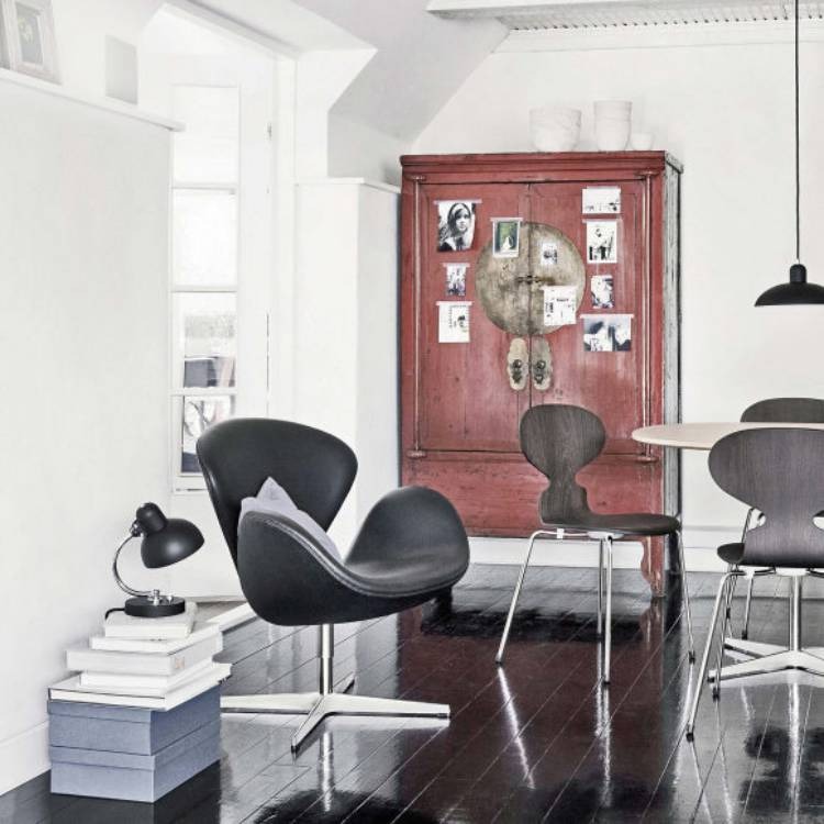 Кресло дизайнерское черная шерсть Arne Jacobsen Style Swan Chair SOHO DESIGN ДИЗАЙНЕРСКИЕ, SWAN 131545 Черный  - Вид №8