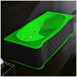 Ванна Gruppo treesse New Classic Young STD-V6747-DX-KC-ZEZ зелёная с золотой фурнитурой и гидромассажем прямоугольная правая чёрная кожа