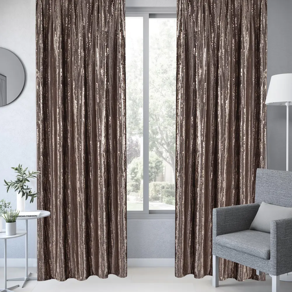 Штора на ленте Inspire Seeme 200x280 см цвет коричнево-золотистый 83561960 STLM-2212448  - Вид №5