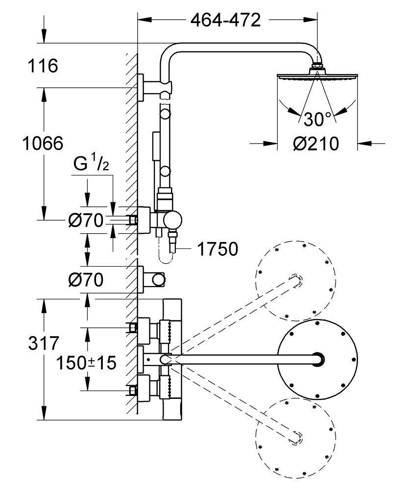 27374000 Душевая система Grohe Rainshower System хром - Вид №1