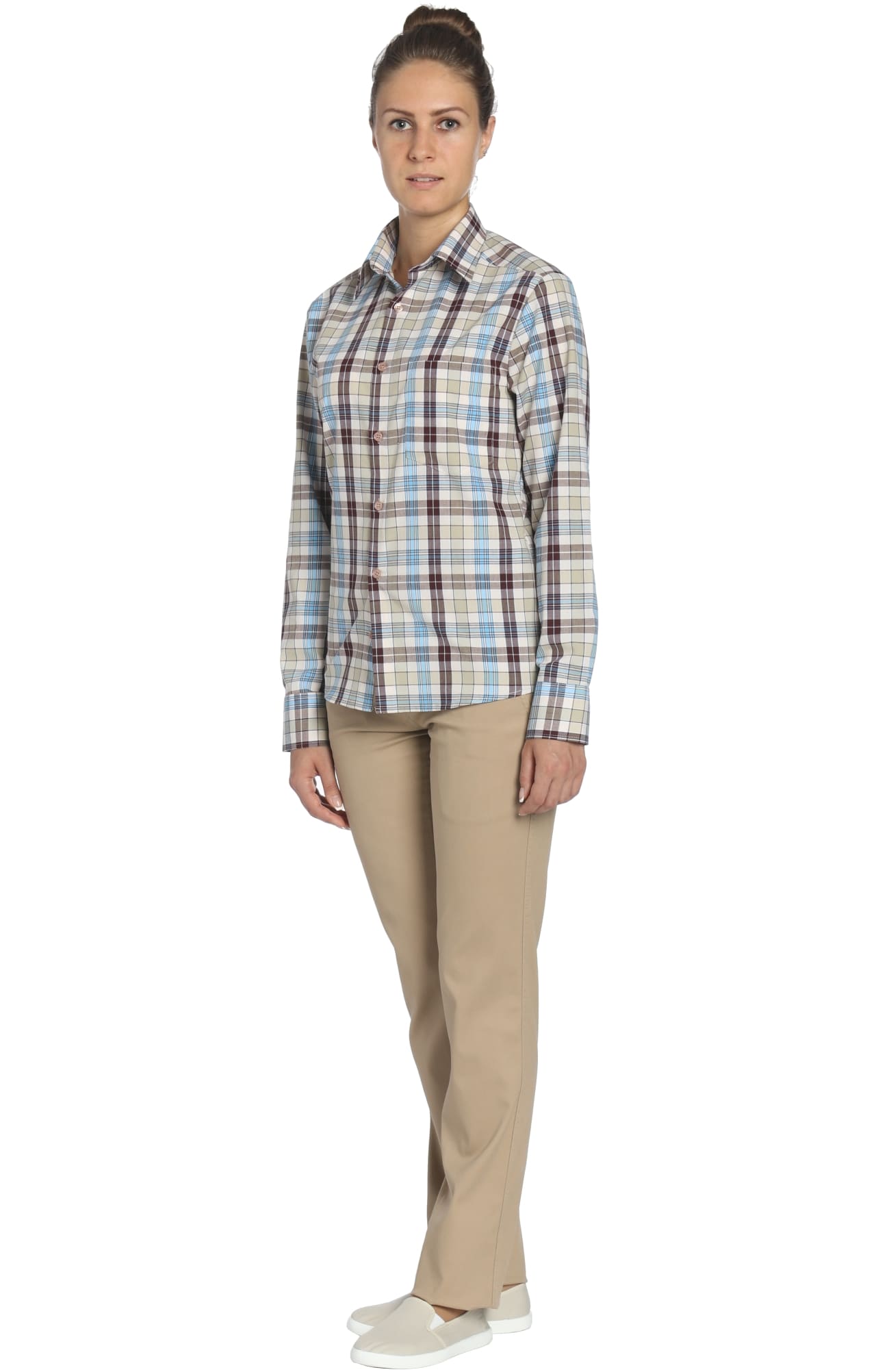 67814 Рубашка в клетку plaid beige (шотландка бежевая) HIPSTER  Толстовки, рубашки, футболки, тенниски  размер 44 (88)  - Вид №4