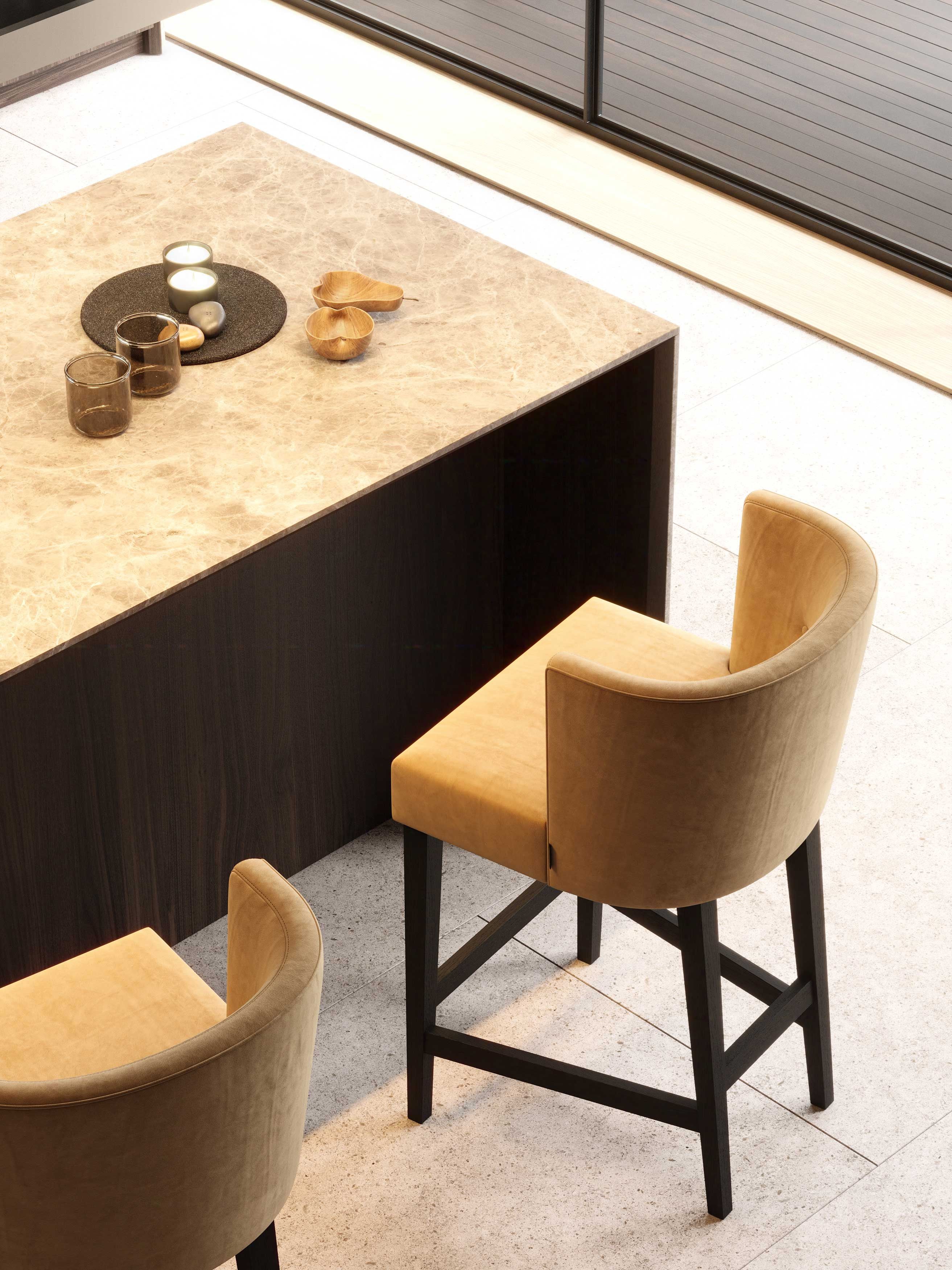 Высокий тканевый стул с подставкой для ног Stylish Club Milos ARCH-00140522 - Вид №4