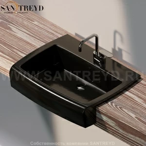 UNA75L.9017 Полувстраиваемая раковина консольная 50 см черная Flaminia Una